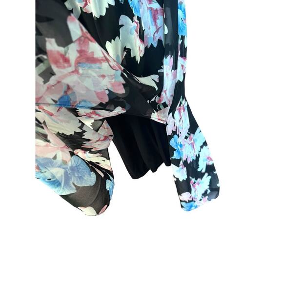 Vince Camuto Black Floral Fit & Flare Dress 1X Plus Size Floral Midi - Picture 5 of 7